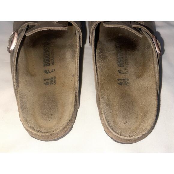 Birkenstock Boston Clogs Taupe Size 41 Men’s 8 Women’s 10 Softbed Insoles - Picture 2 of 3